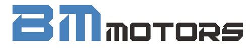 Logo BM motors con fondo blanco y letras azules